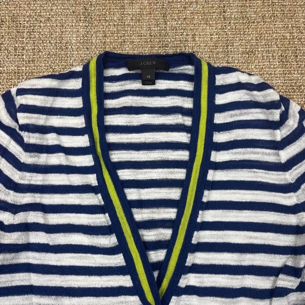 🎾🌿 J.Crew Striped Short Sleeve Cardigan | Size XS | Navy/White